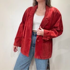 Vintage Red Suede Leather Jacket